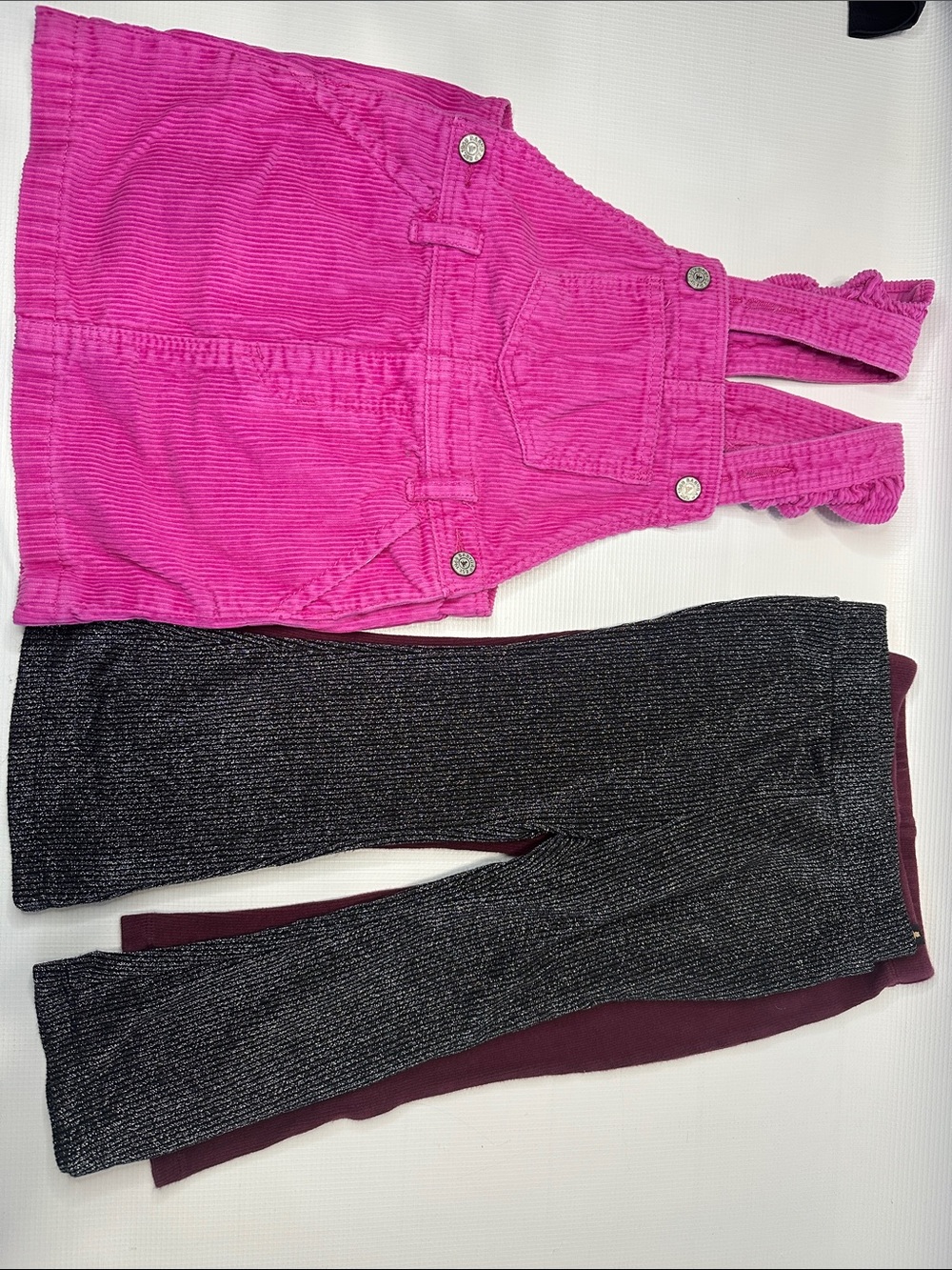 GAP Bright Pink Corduroy Overall Dress Gap flare leggings 3t